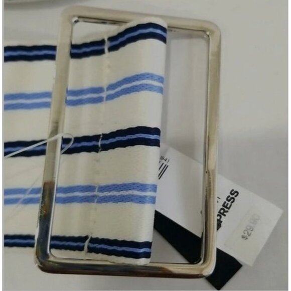 Express Blue & White Striped Wide Ribbon Belt Size XS/S New - Picture 4 of 4